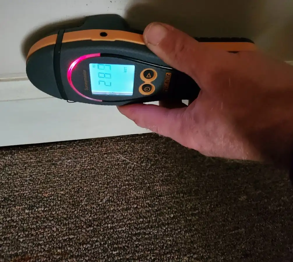 Moisture detection at baseboard during Burst Pipe Cleanup in Fruitport